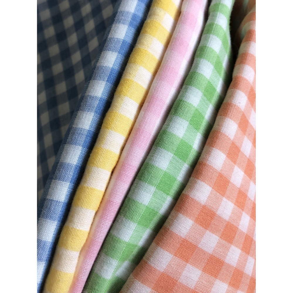 Vintage Gingham Fabric Cotton Blend fabric 5 Colors Each One Is 44x44